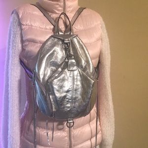 Rebecca Minkoff Silver leather backpack